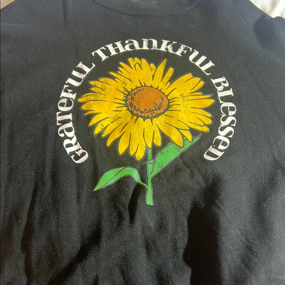 Awake Black Crewneck Sweater with Sunflower Graphic - Picture 11 of 11